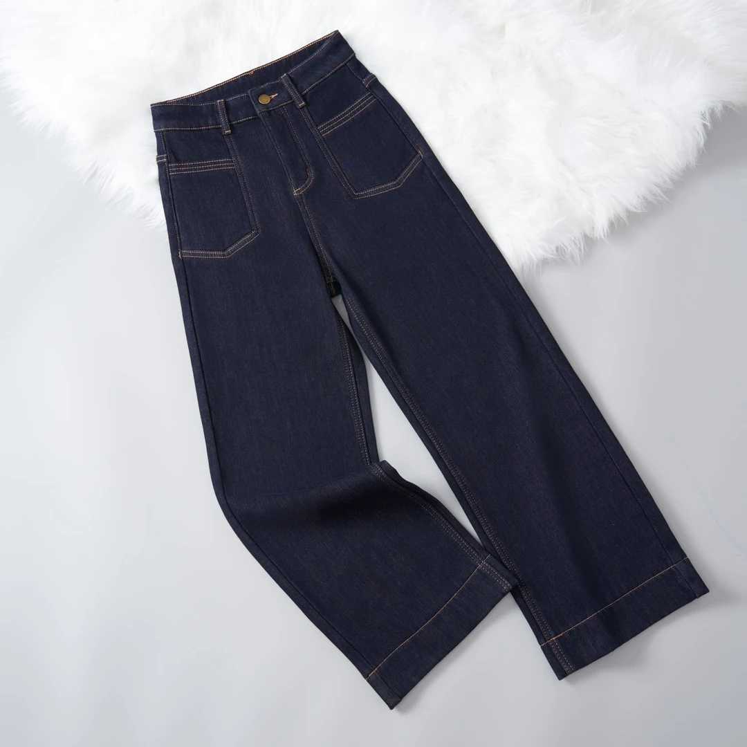 春夏新款高腰直筒裤女新款百搭洋气高腰水洗时尚休闲牛仔裤女