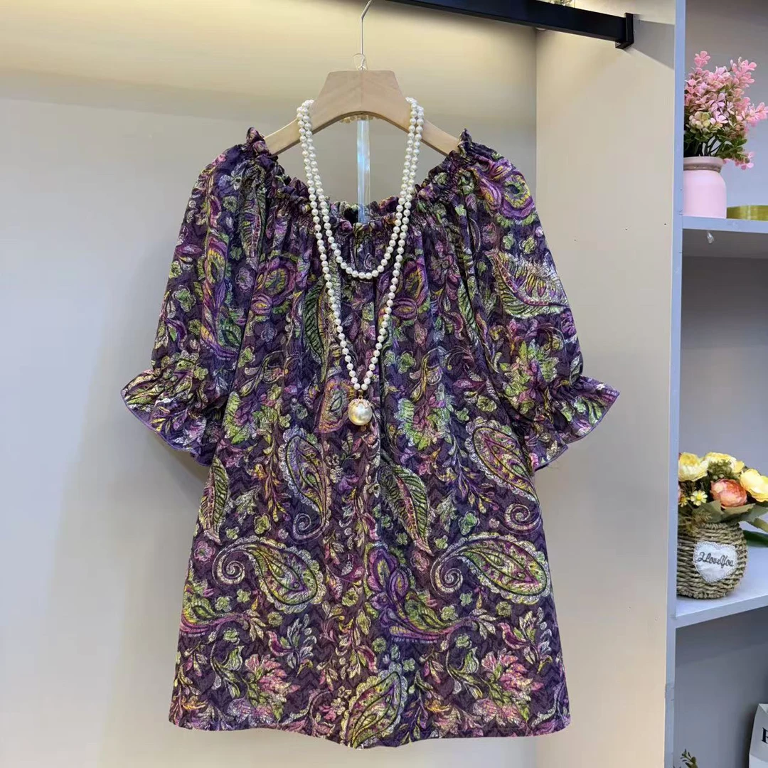 D欧货2025夏季新款简约时尚高级感气质碎花洋气短袖女人衫