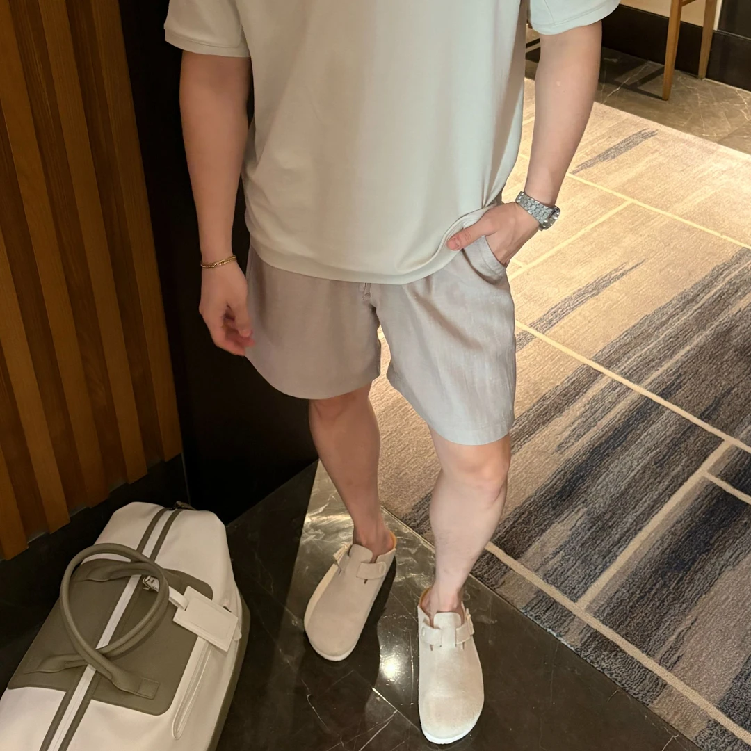 【GGG】Lulinen  7寸亚麻混纺夏季男士直筒宽松舒适透气短裤四分裤