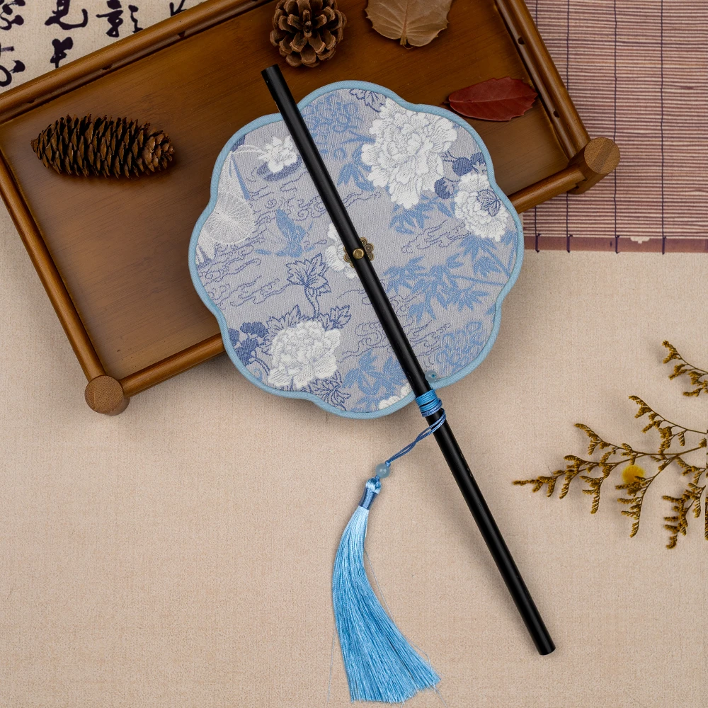 扇子古风腰扇可卷汉服团扇中国风短柄便携挂腰拍照复古扇子