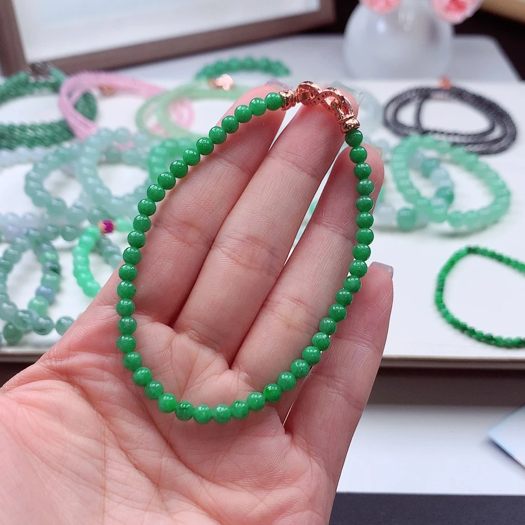 呆***米未镶嵌手链翡翠手链4.1mm