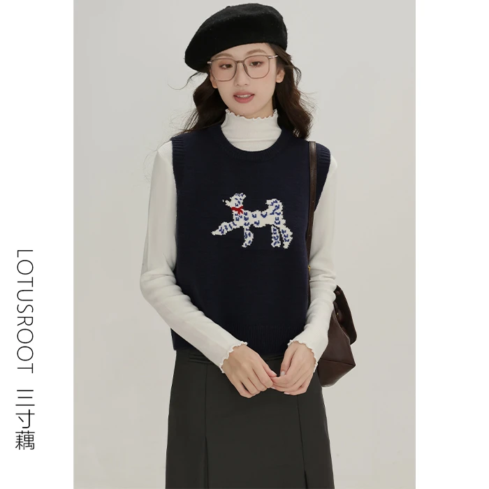 3169【金拐子专属】三寸藕秋季卡通圆领针织马甲百搭叠穿背心女