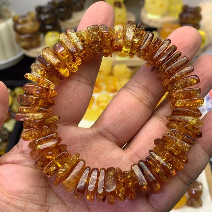 琥珀颈饰未镶嵌花珀叠片
