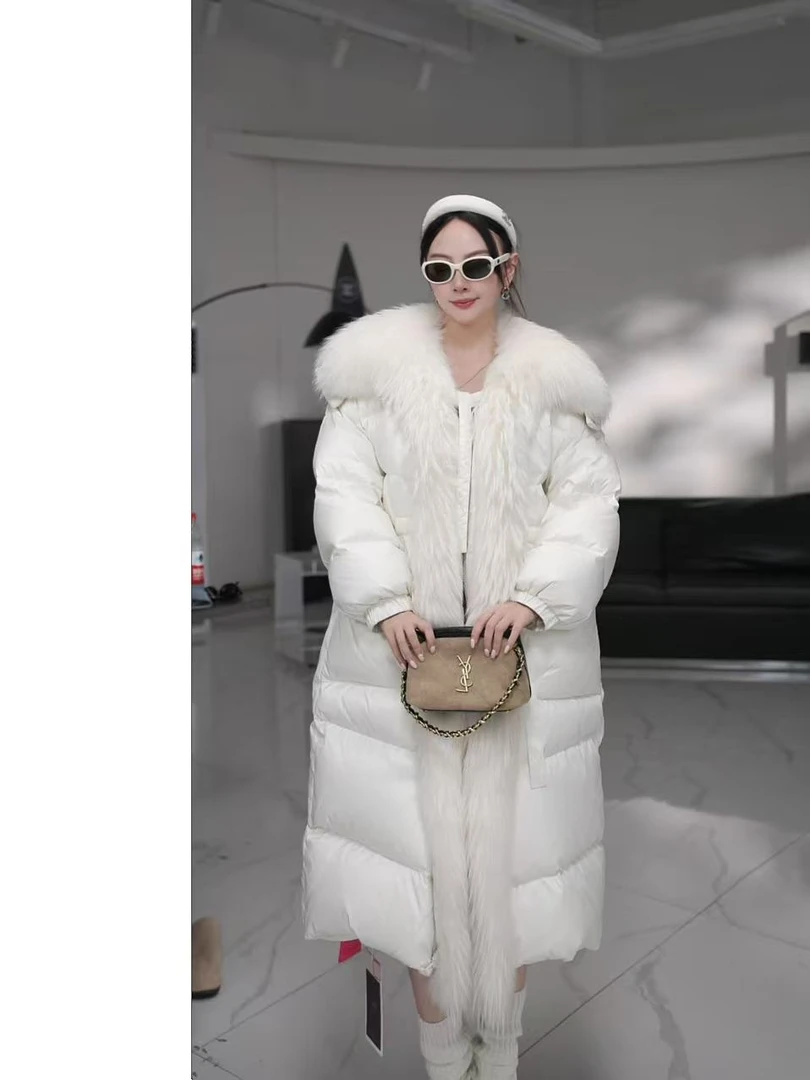 J•Luxury简奢皮草2025 冬季新品长款时尚大毛领气质韩版鹅绒服