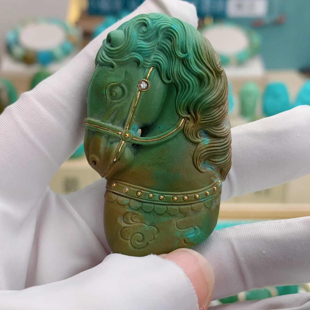 欢***喜绿松石未镶嵌挂件