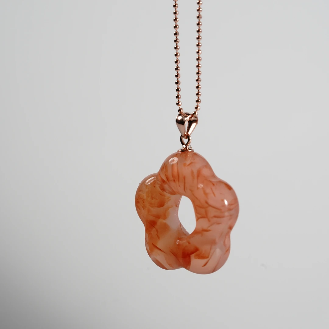 【珊木居】QT628JY 龙纹玛瑙花朵吊坠