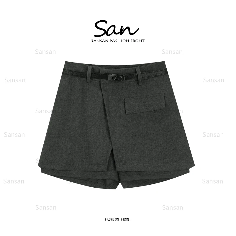 【SANSAN】高腰显瘦百搭休闲简约半裙裤裙DY-50177