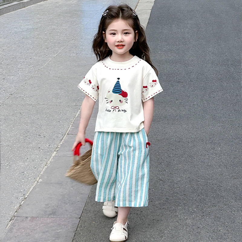 女童短袖套装2025夏季新款洋气时髦儿童衣服女宝宝两件套休闲夏装