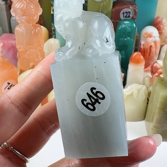 寿山石印石桃*印石章料…..