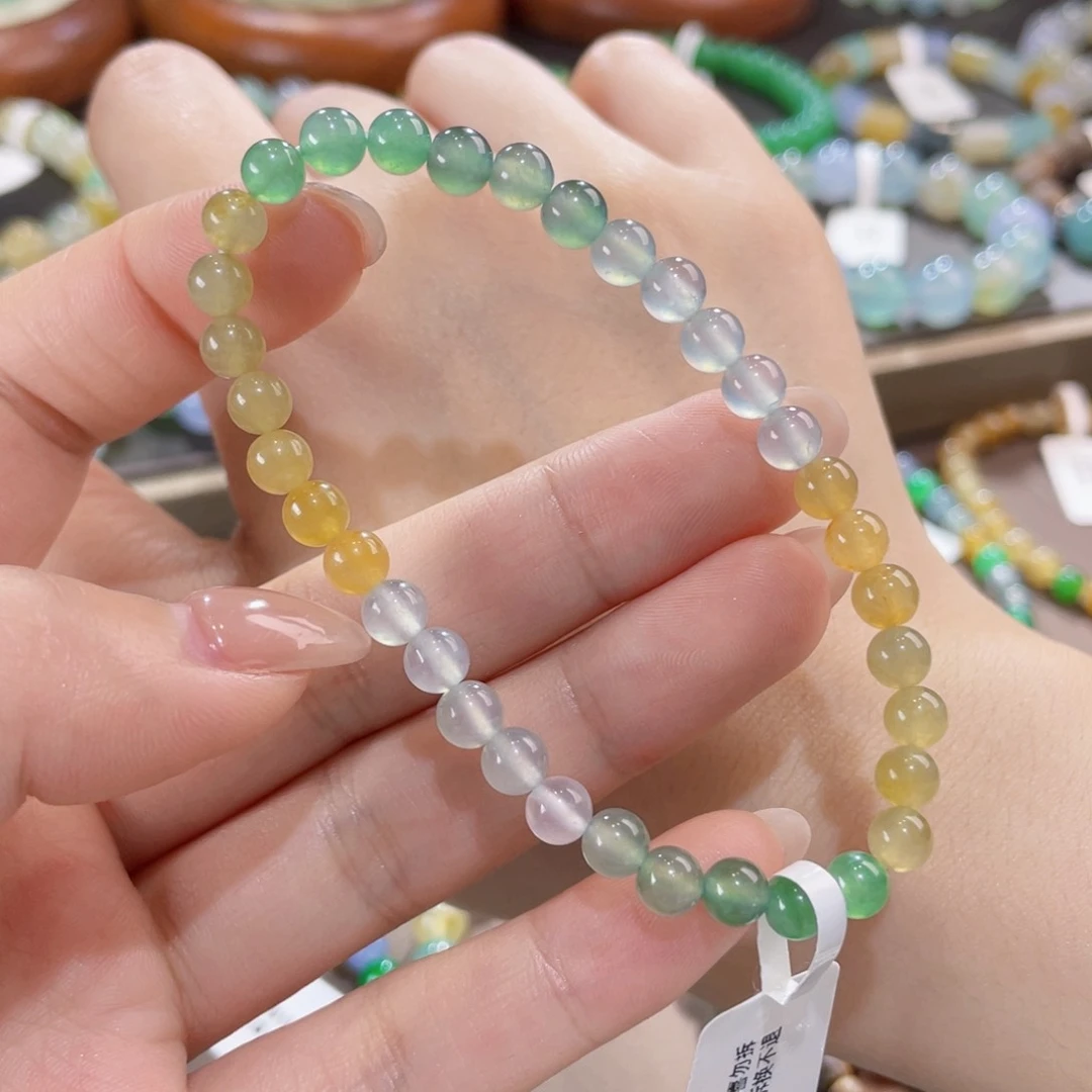 未镶嵌手链翡翠冰三彩卡5.5