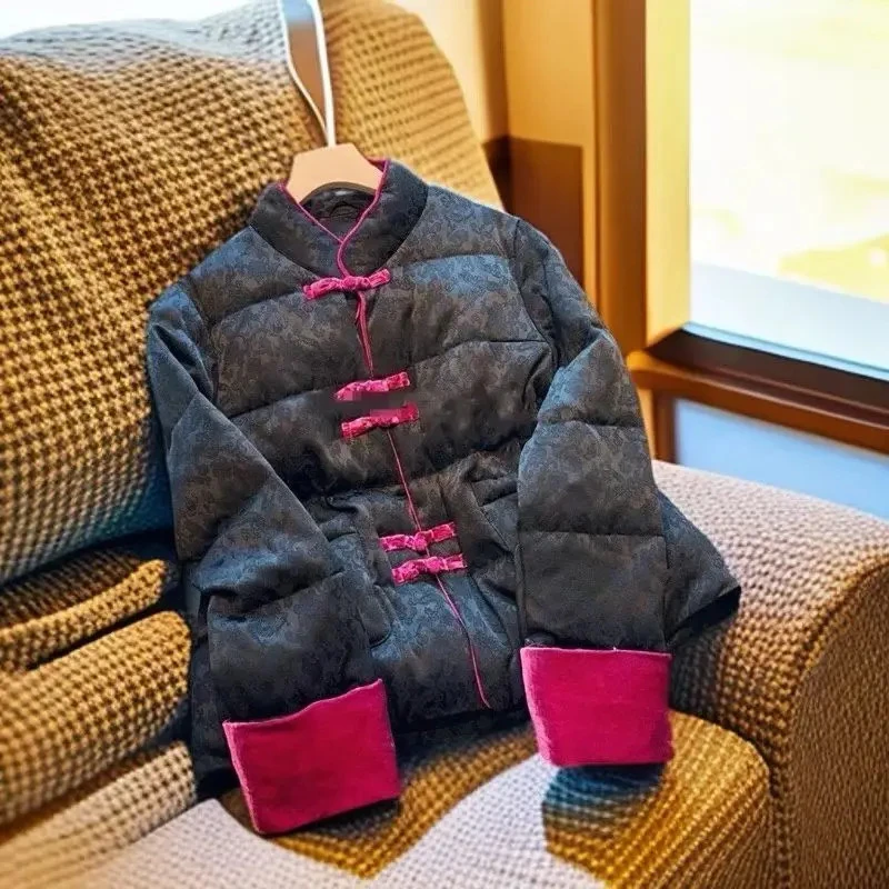 新中式国风提花棉服战袍女唐装高级感超好看棉服国风棉袄