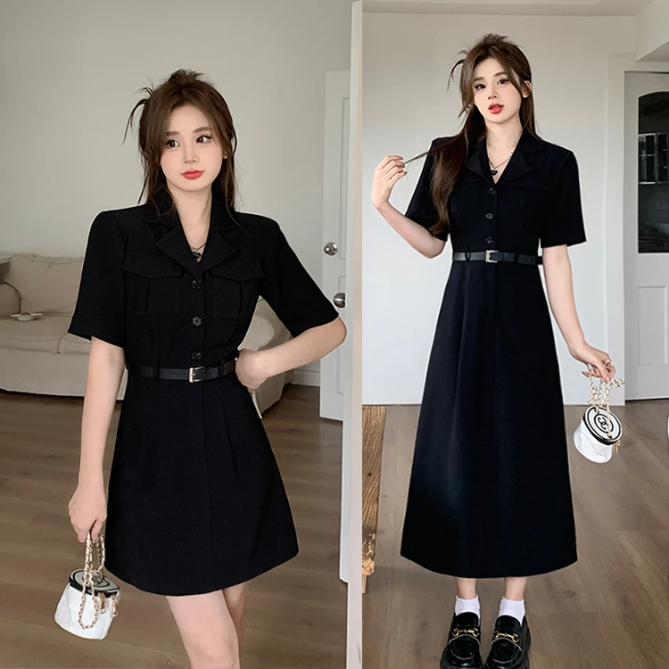 艾薇 大码2025夏季新款设计感减龄收腰显瘦连衣裙女胖MM长短裙子