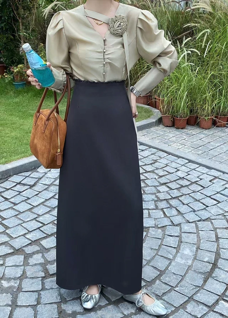 高端定制西装半身裙女秋季新款高腰显瘦直筒（9077）气质