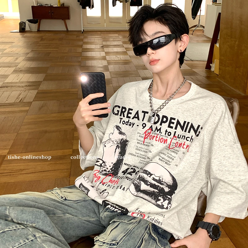 男大童短袖t恤薄款纯棉2025新款中大童潮牌上衣胖童宽松夏装体恤8