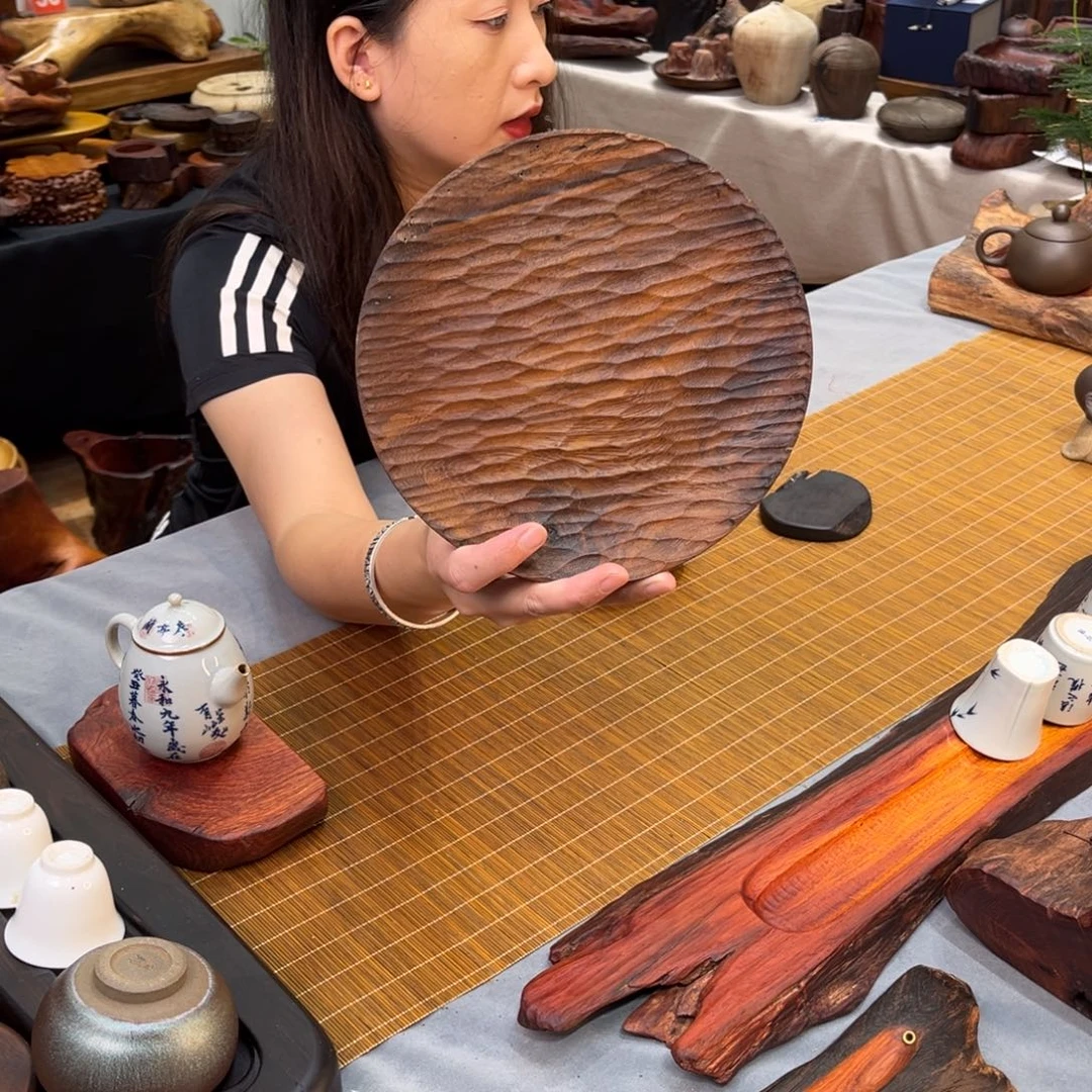 缅甸鸡翅木工艺圆盘