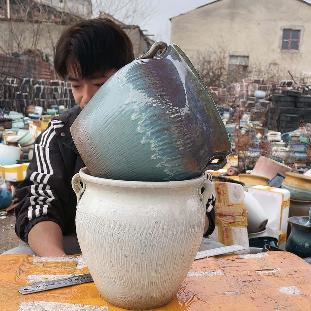 宜兴紫砂粗陶花盆