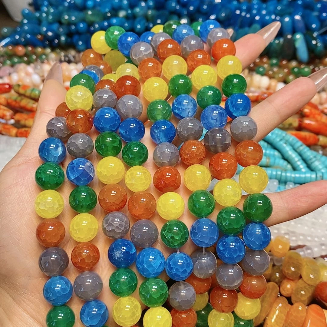 玛瑙/玉髓散珠天然多宝龙鳞12mm一条