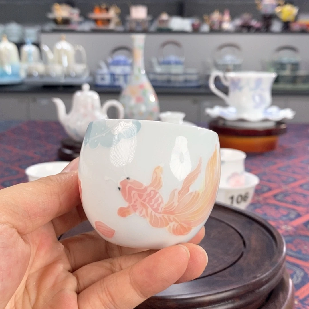 开播品茗杯手绘釉下高温