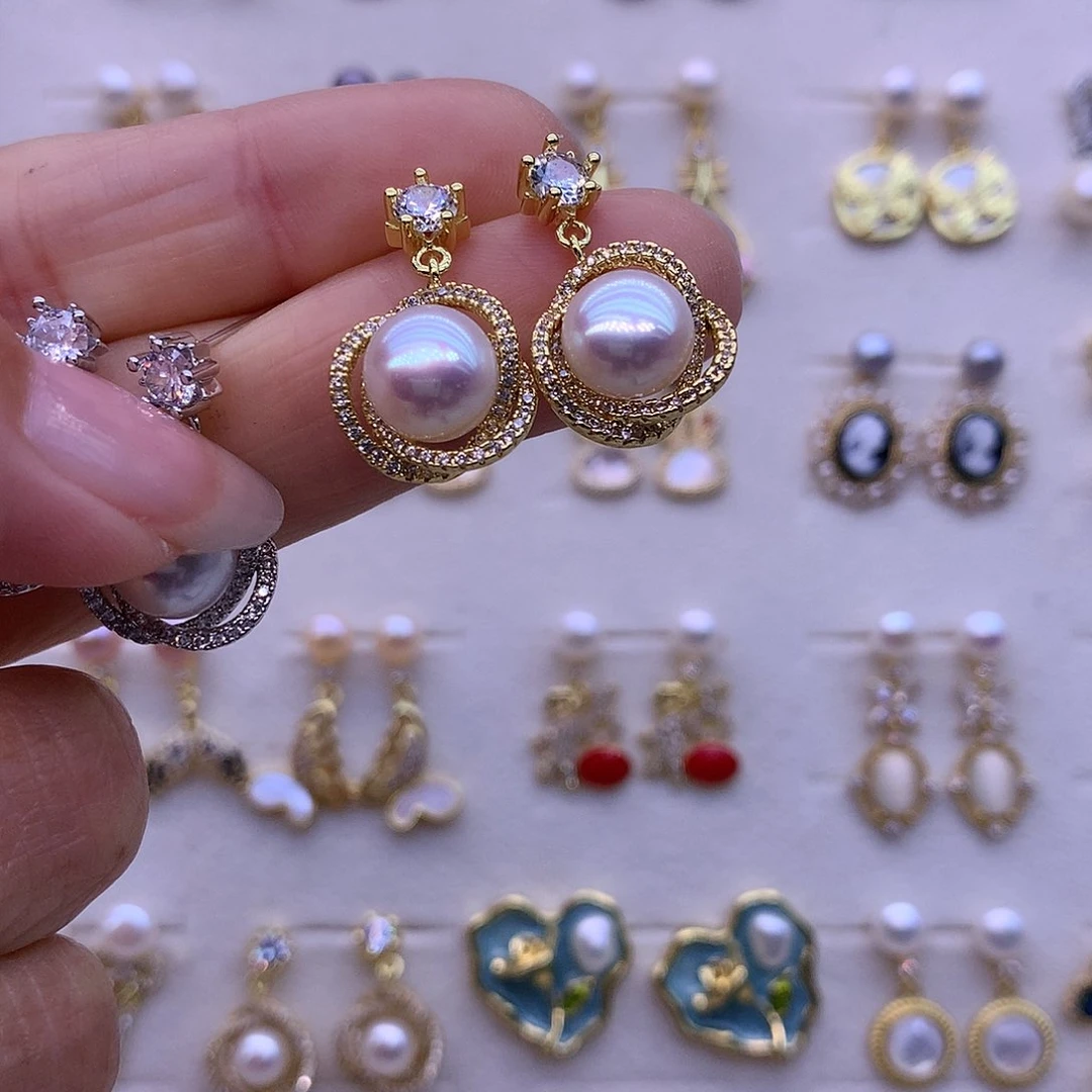 淡水珍珠耳饰合金