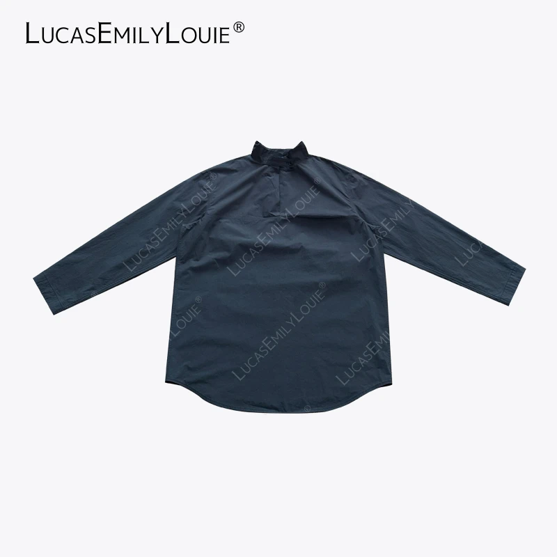 LUCASEMILYLOUIE 欢姐0220简约松弛感棉质套头立领衬衫2510424