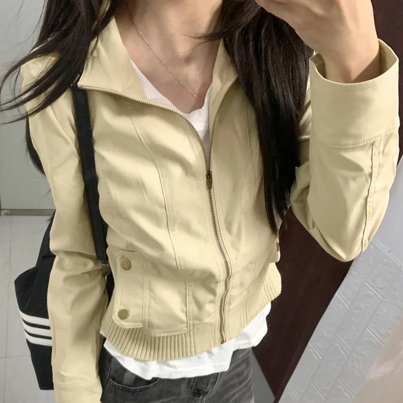 美式复古夹克外套女初秋2025新款早春秋季小个子薄款短款开衫上衣