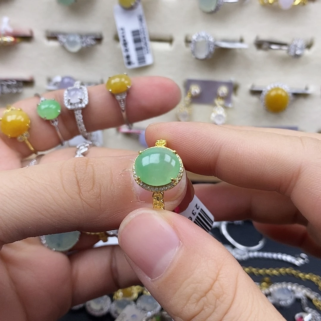 翡翠银S925镶嵌戒指