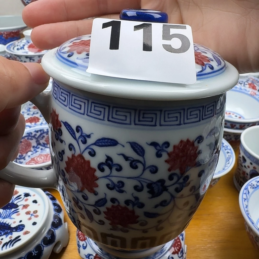 悦***表微瑕当代青花釉里红办公杯