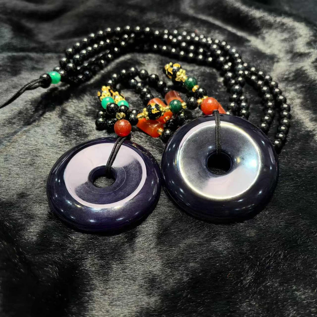 江德洋珠宝S6881九曲玄晶紫光珠玛瑙平安扣配珠链-多样性只发一件