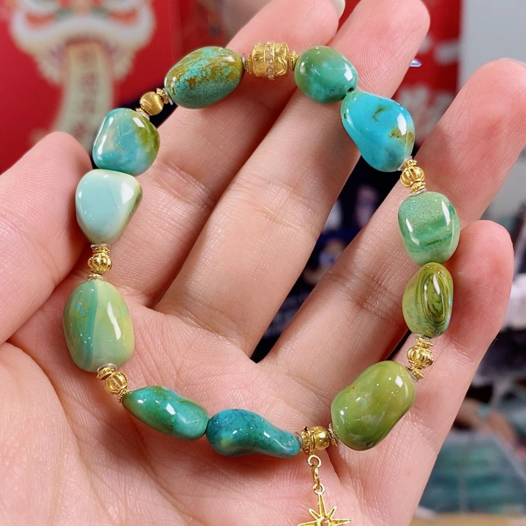绿松石18K金镶嵌珠宝奇石