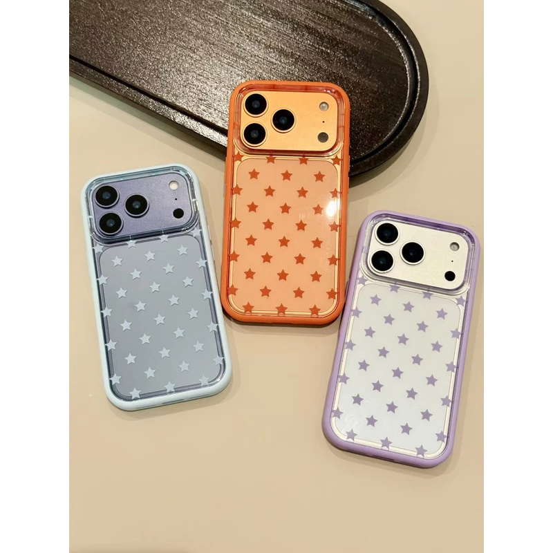 透明满屏星星适用苹果17promax/16手机壳可拆卸背板防摔韩系ins