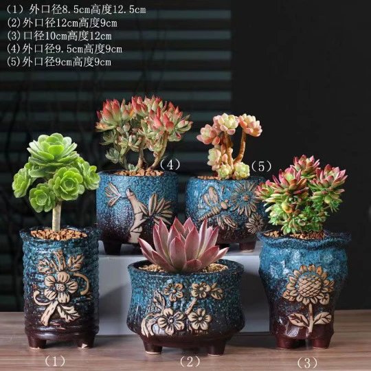 以舟泡泡釉多肉花盆绿植盆栽陶瓷盆简约小老桩法师创意款家居桌面