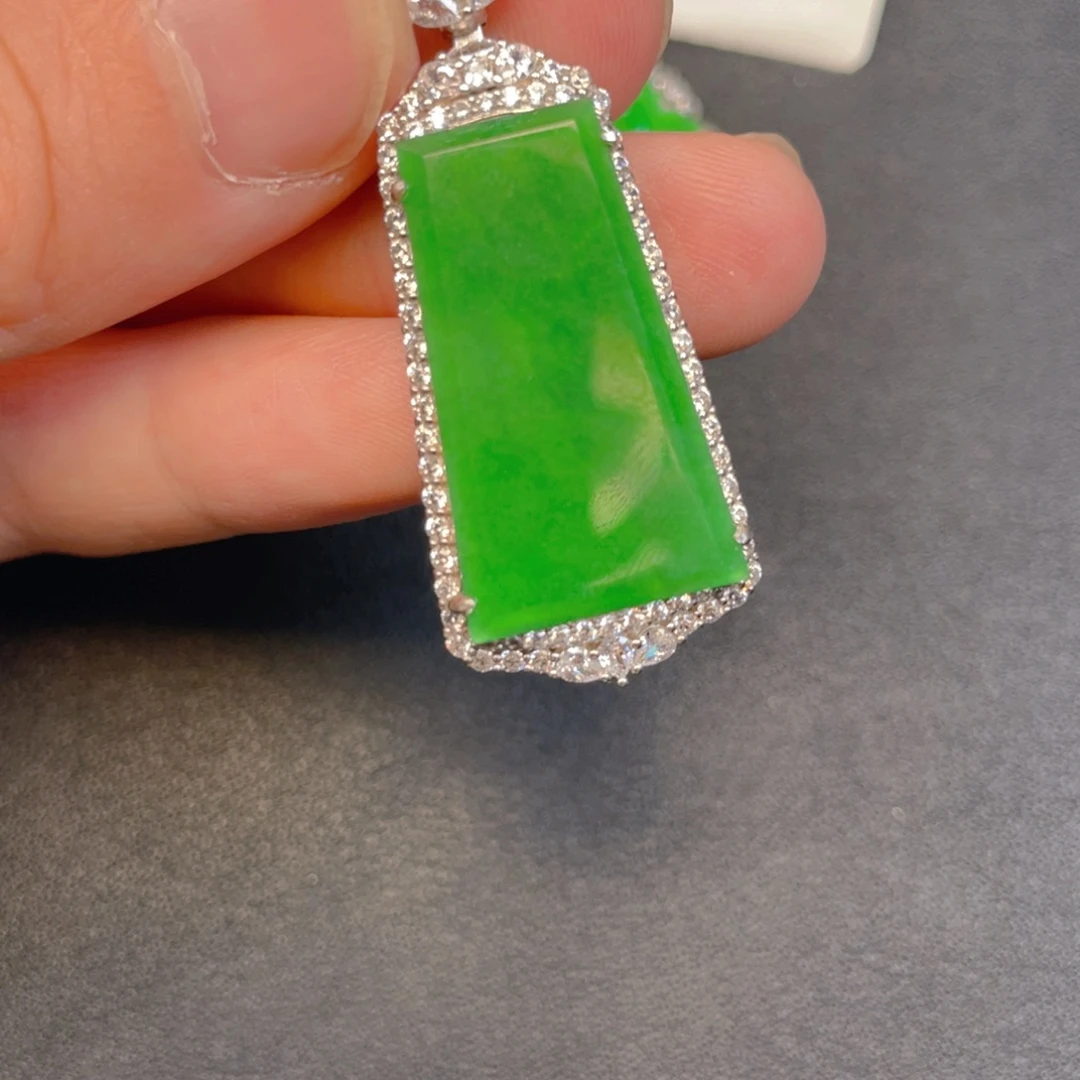 翡翠银S925镶嵌吊坠(不含链)