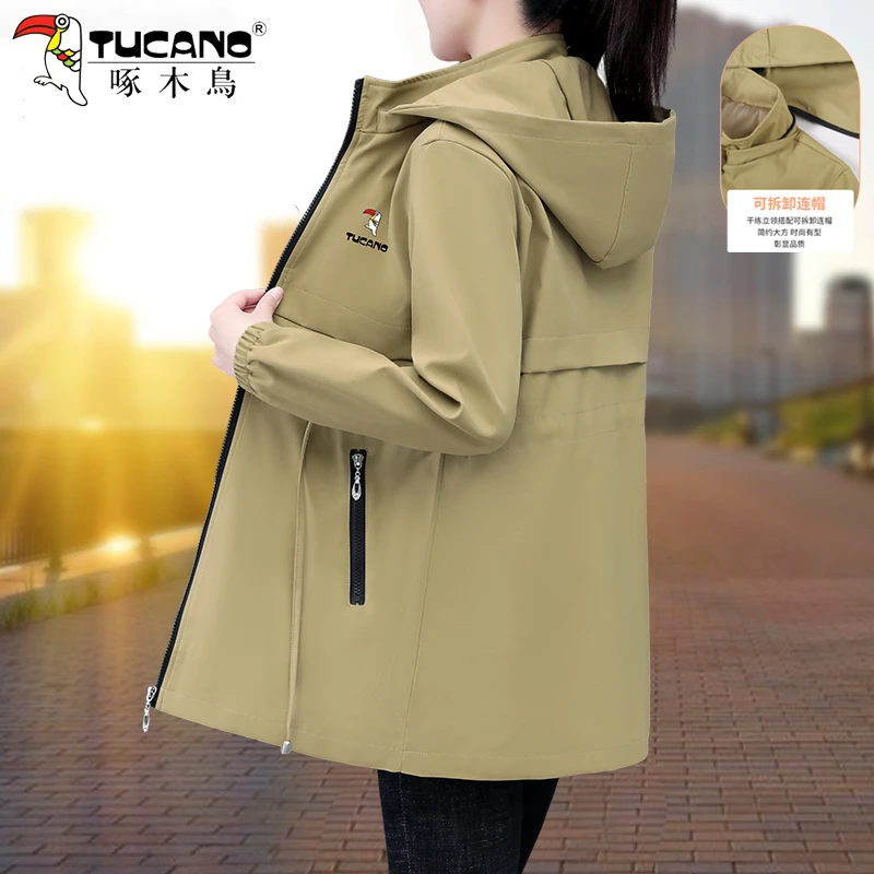 啄木鸟时尚中长款风衣女款外套春秋新款中年妈妈洋气休闲外套上衣
