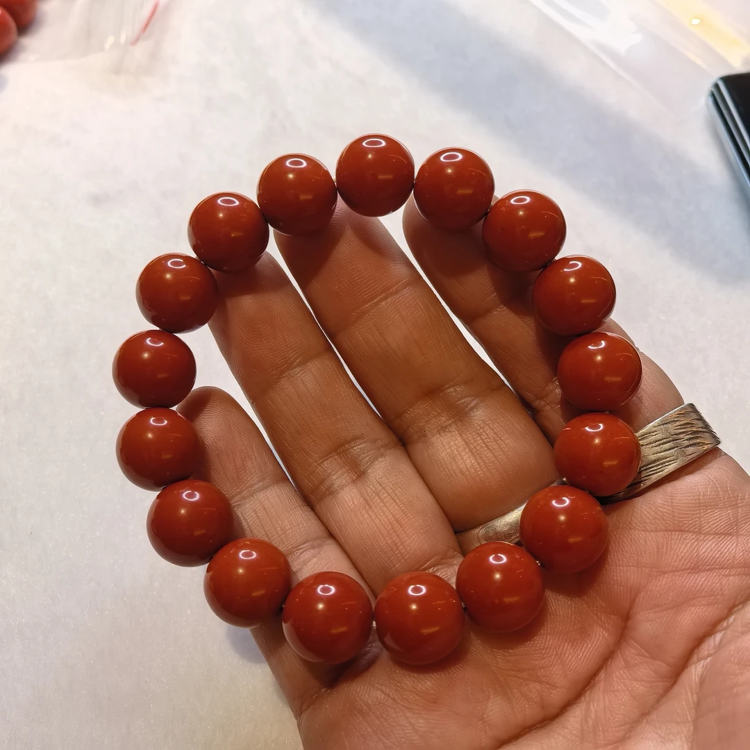 琉璃手链 牛血红百搭手串