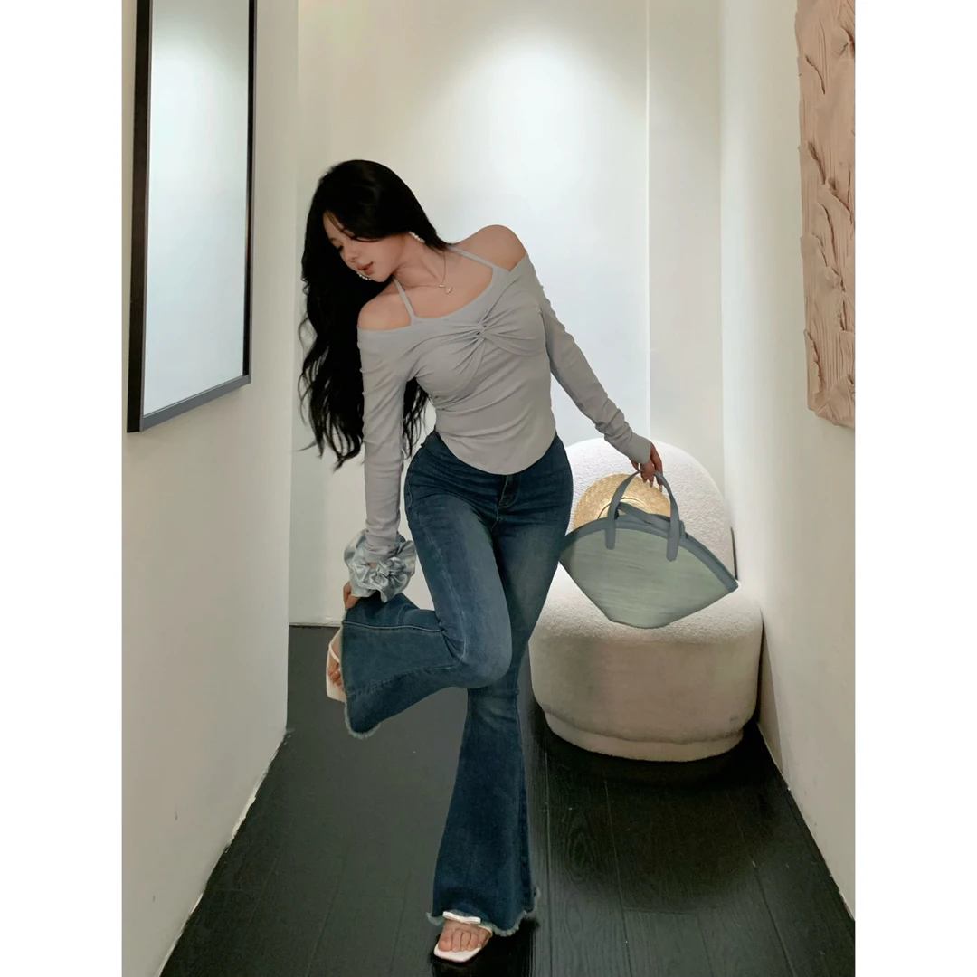 现现MengFairy【勾心波比】纯欲挂脖吊带短款针织开衫套装4852M