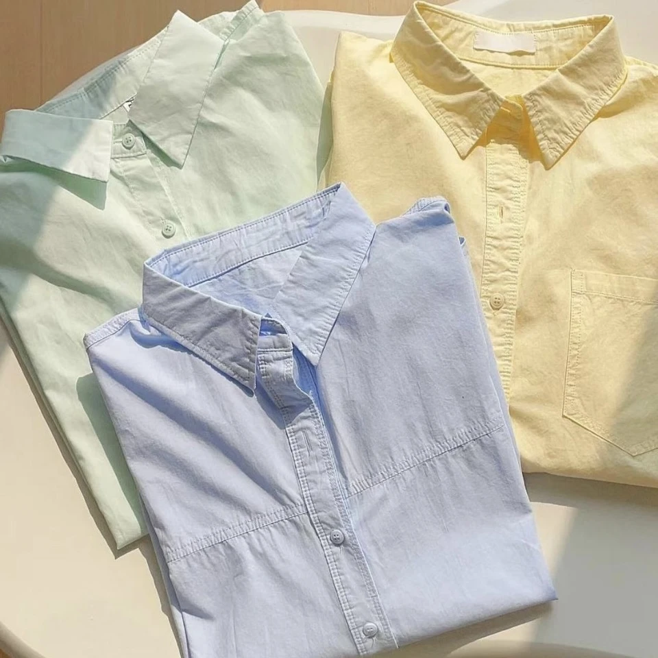 芬芬家-【323】纯棉衬衫女春夏款内搭叠穿宽松休闲百搭衬衣外穿开衫