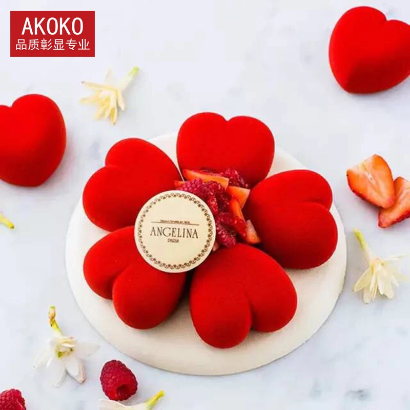 AKOKO心形硅胶模具8连爱心型慕斯蛋糕模烘焙手工皂模具1008
