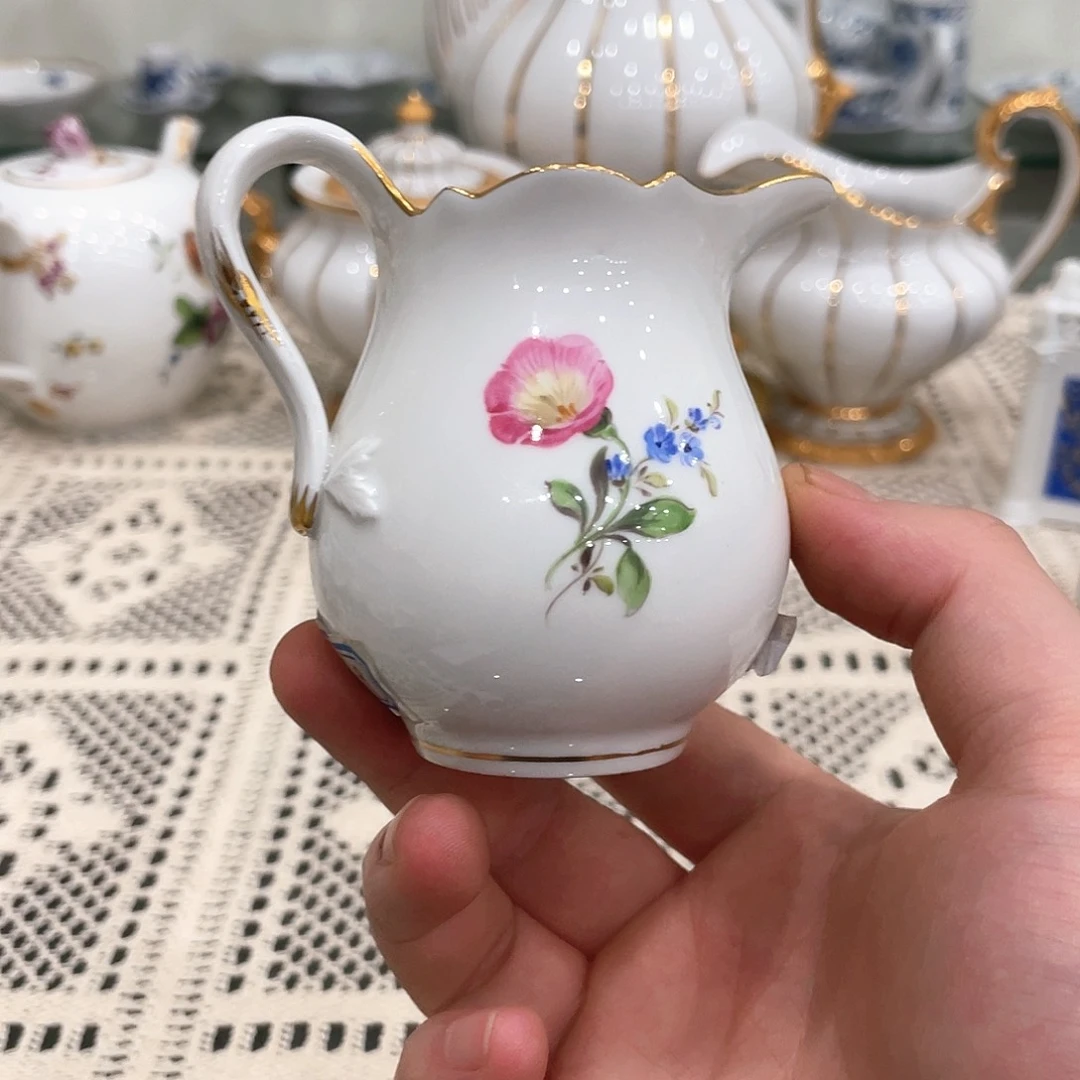 摆件中古二等花卉奶壶