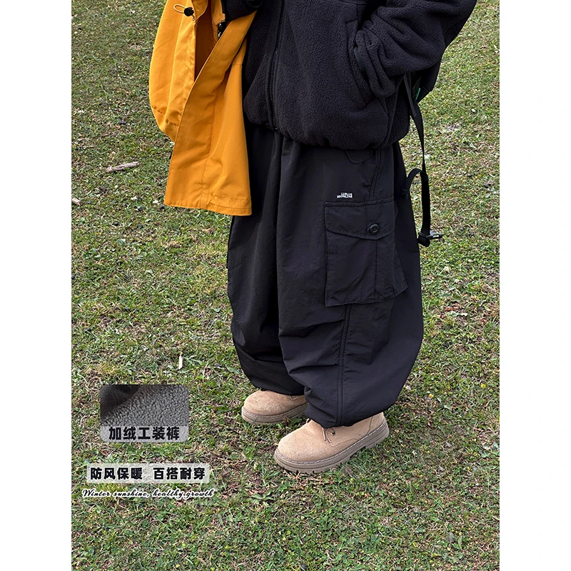 【现货】 略略童品 男童秋冬款工装裤双层加绒防风裤 254KZ6606