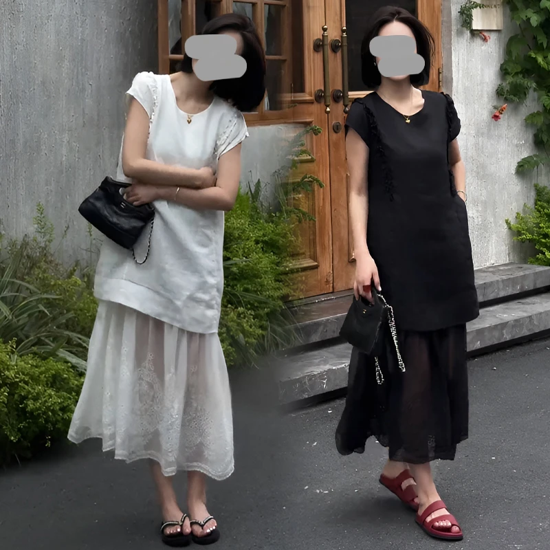 高级感超好看纯色连衣裙女装2025夏季新款宽松时尚气质小众长裙子