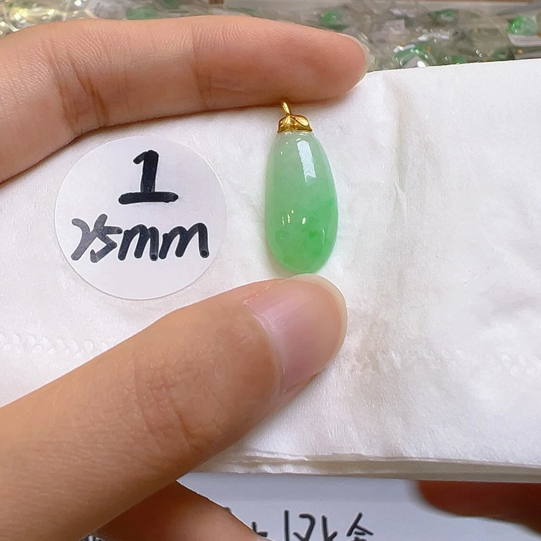 翡翠18K金镶嵌吊坠(不含链)翡翠