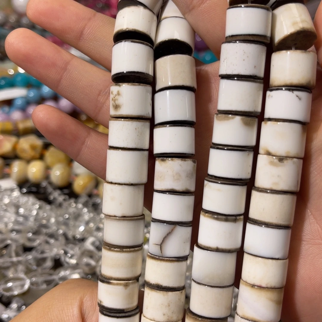 玛瑙/玉髓散珠白玛瑙桶珠
