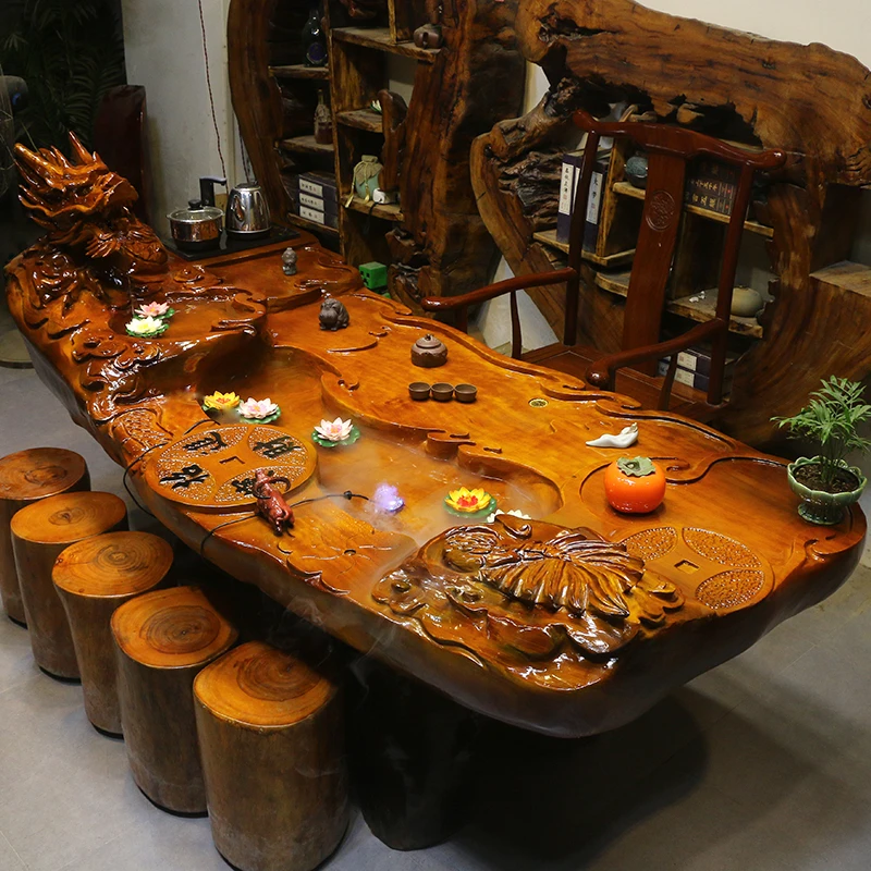 根雕茶台整体树根茶桌椅组合茶几家具木雕楠木家用HC10454