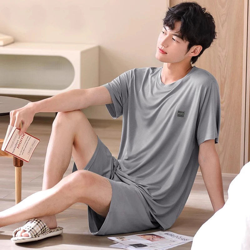 睡衣男款莫代尔夏季薄款2025新款男士冰丝夏天短袖短裤家居服套装