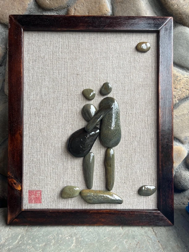 石头拼画35.5*45cm情深似海纳福彰显独特品味