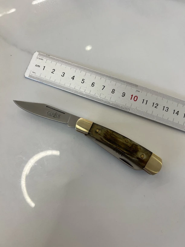 外贸库存 2003年戈博羊角无锁折叠家用水果刀