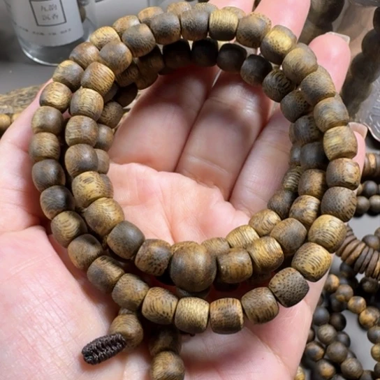 沉香手串ʄ***哥奇楠古珠高油脂多圈19.5g