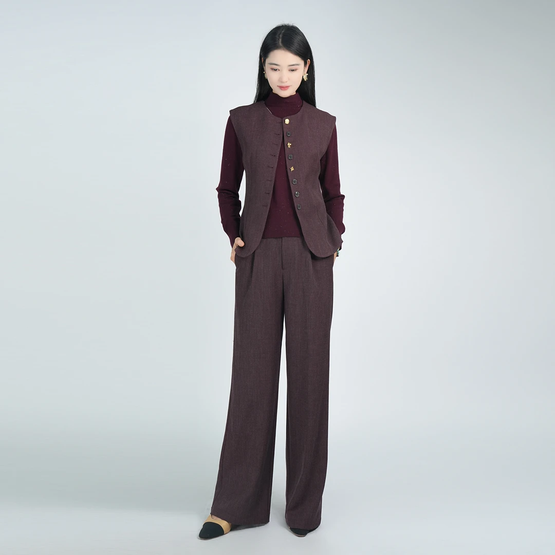 浒城古娘秋季气质新款舒适显瘦时尚女套装WH05006804+WK05006804
