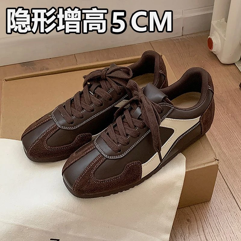 内增高德训鞋女2025新款秋季复古百搭休闲运动鞋拼色小个子阿甘鞋