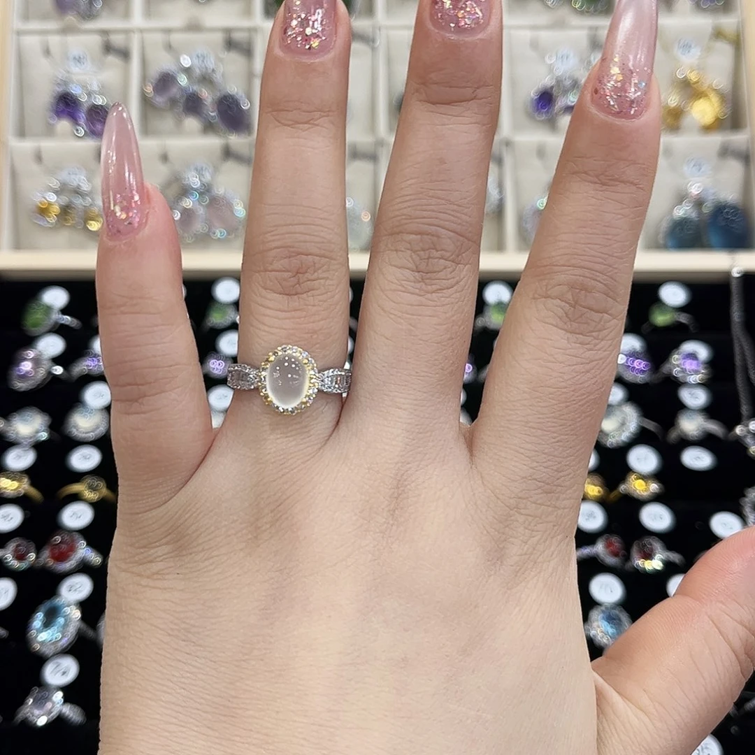 岫玉银S925镶嵌戒指